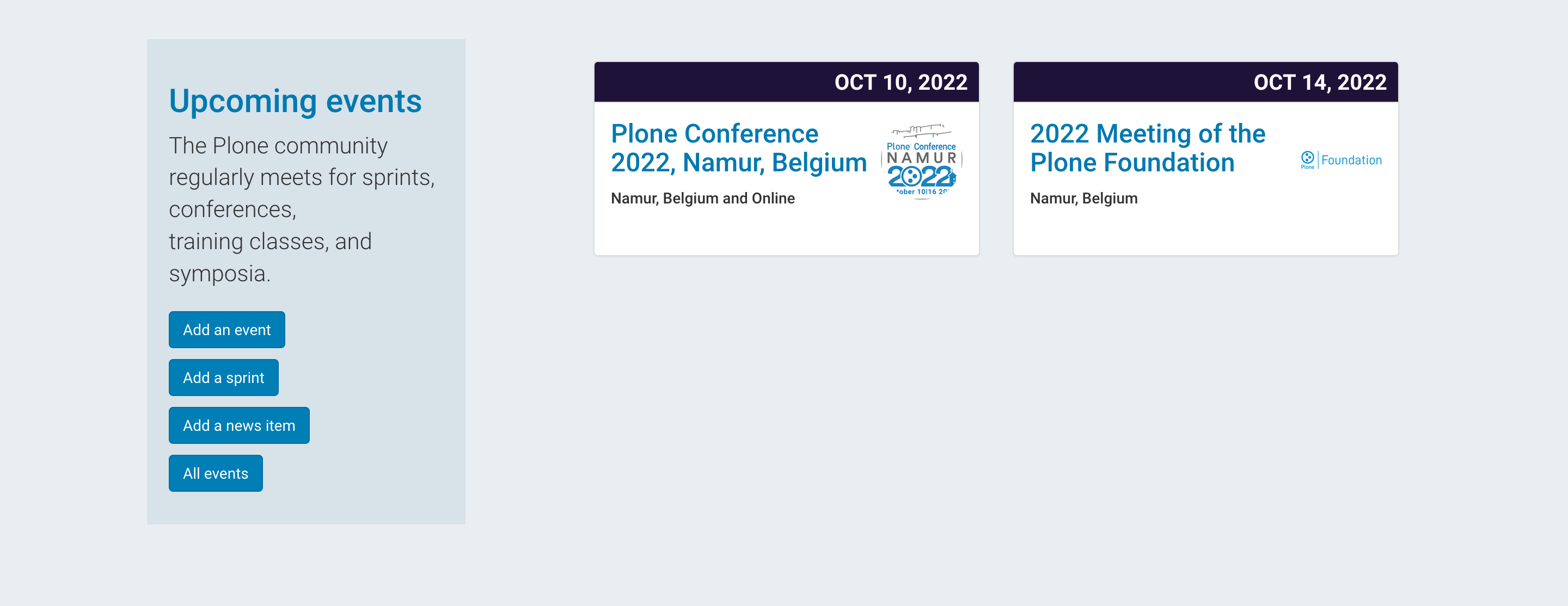 plone.org event listing