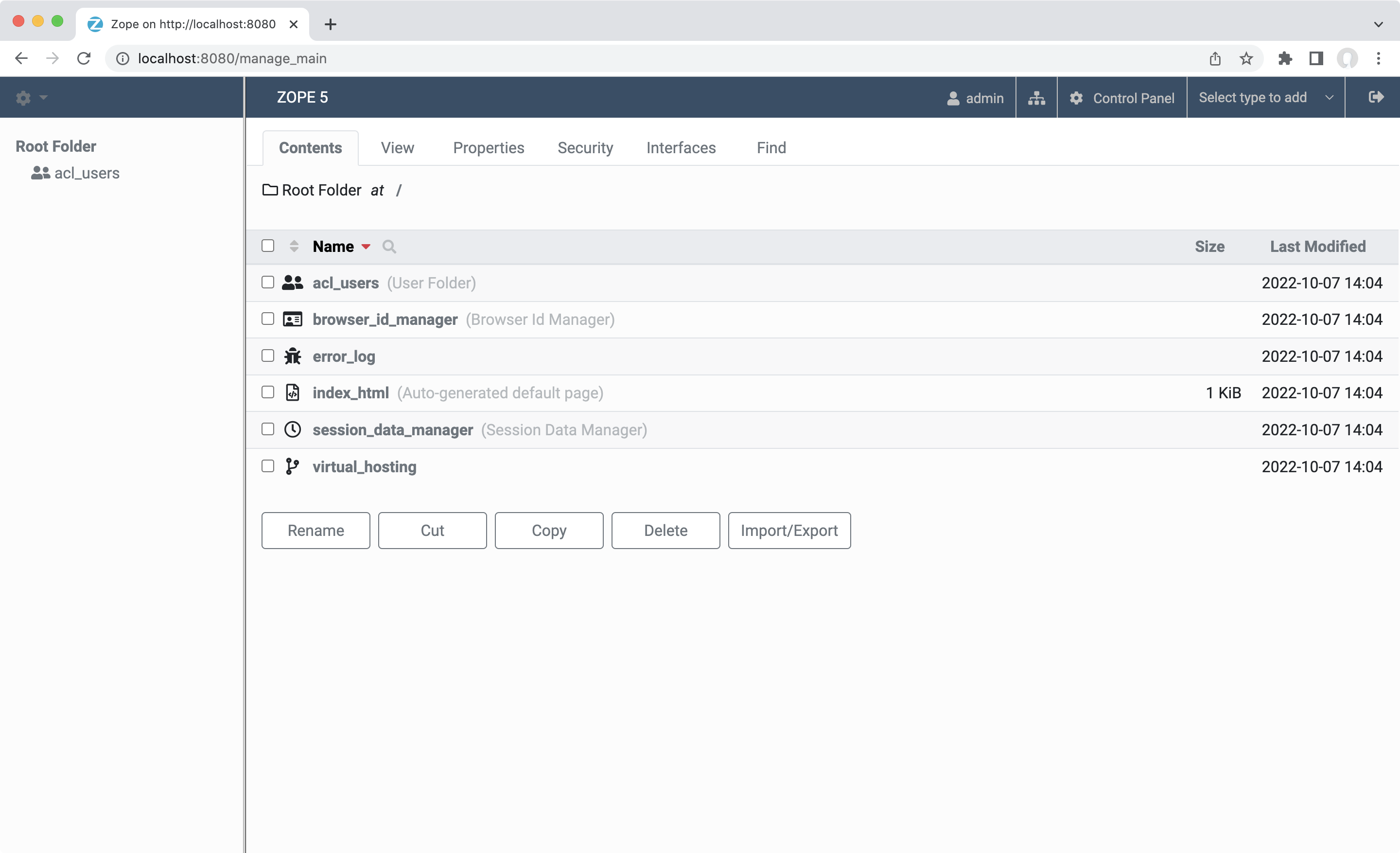 Zope Management Interface
