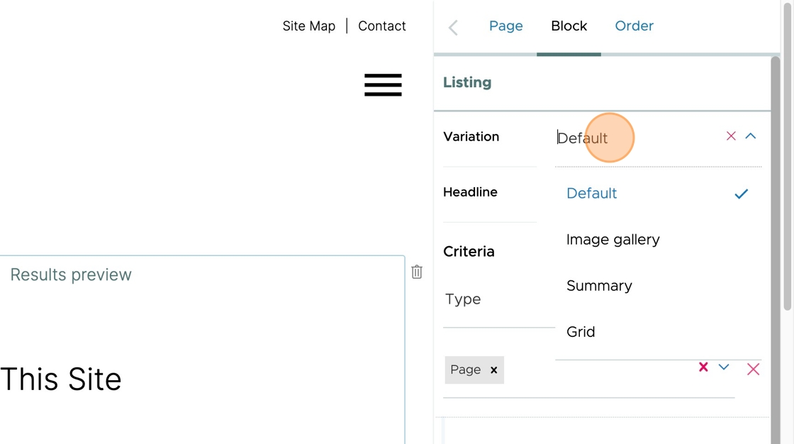 Change the display using the Variation field