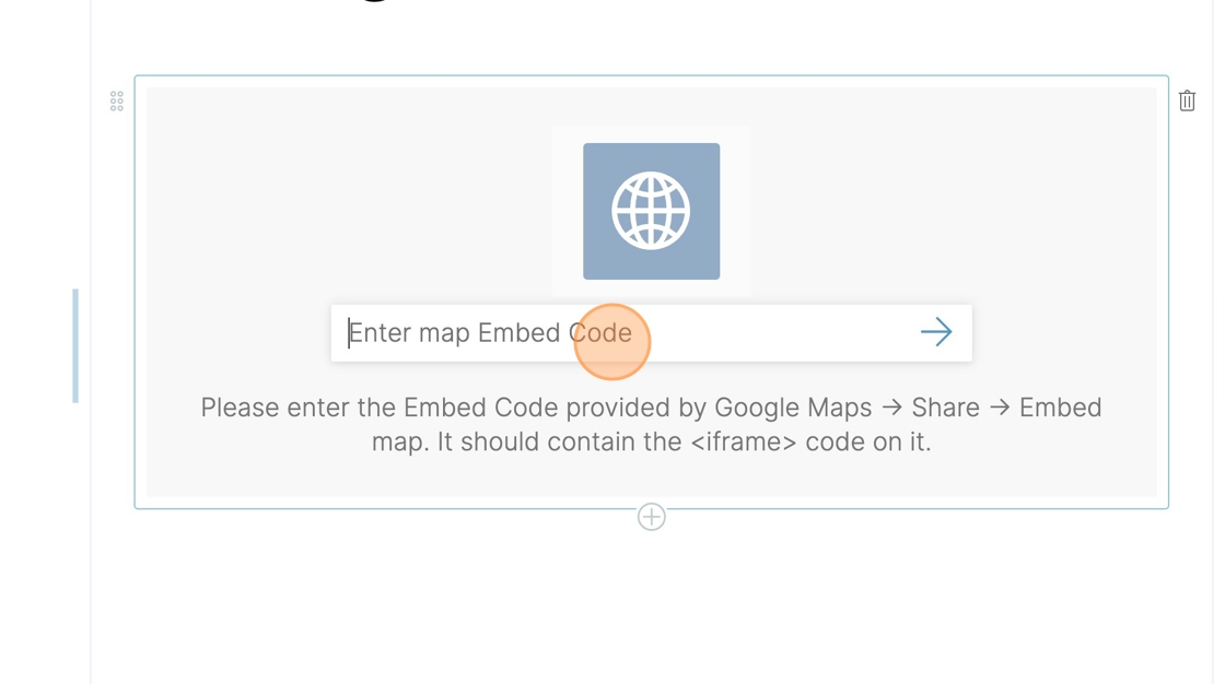 The map embed code field