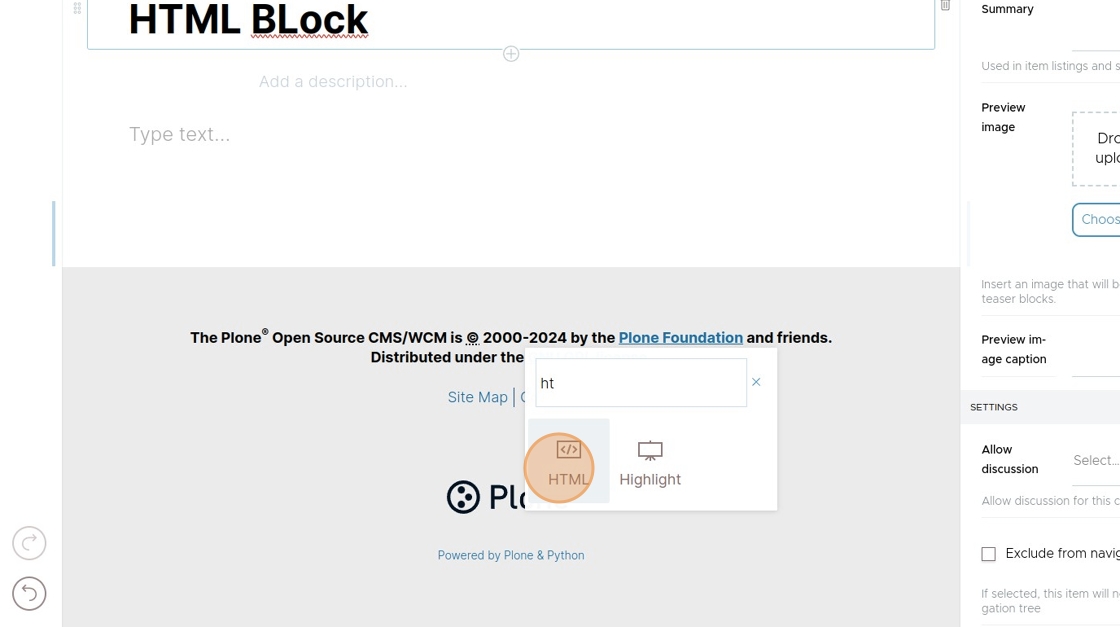 Choose the HTML block