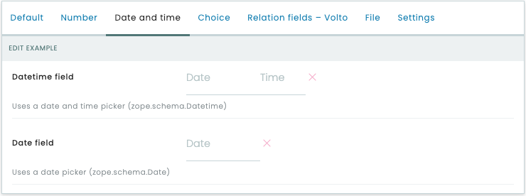 Date and time fields