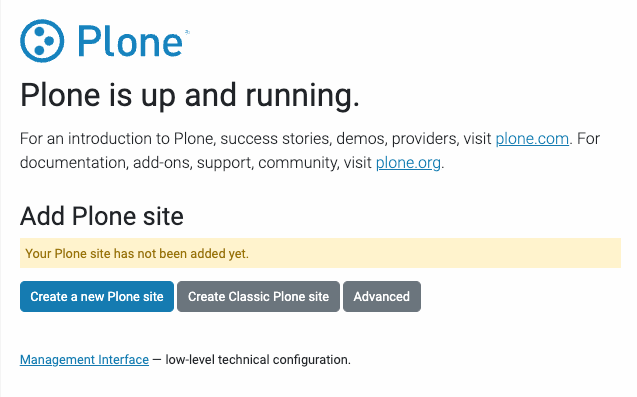 Plone is running.