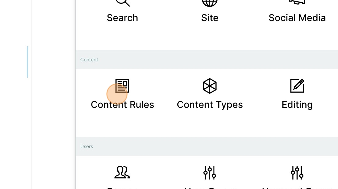 The Content Rules control panel