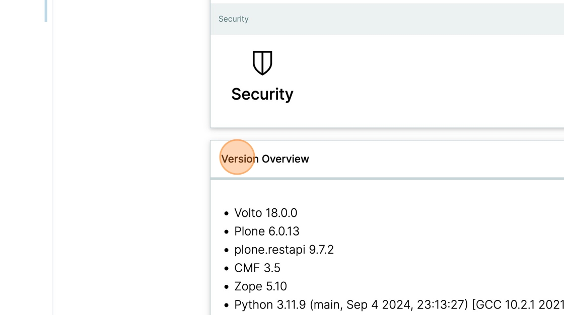 The component Version Overview